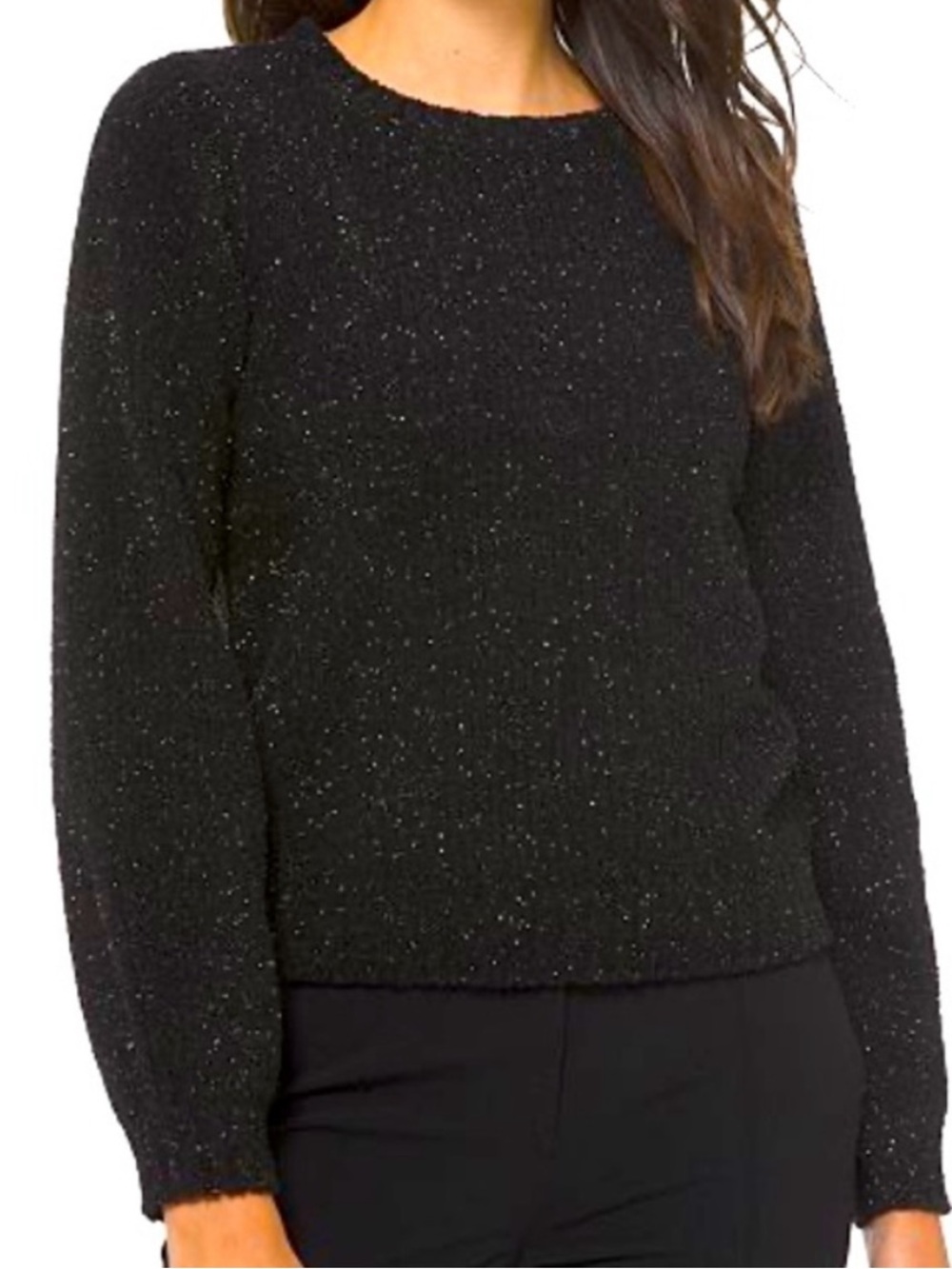 Michael Michael Kors Womens Puff Sleeve Shimmering Sparkle Knit Sweater Large L